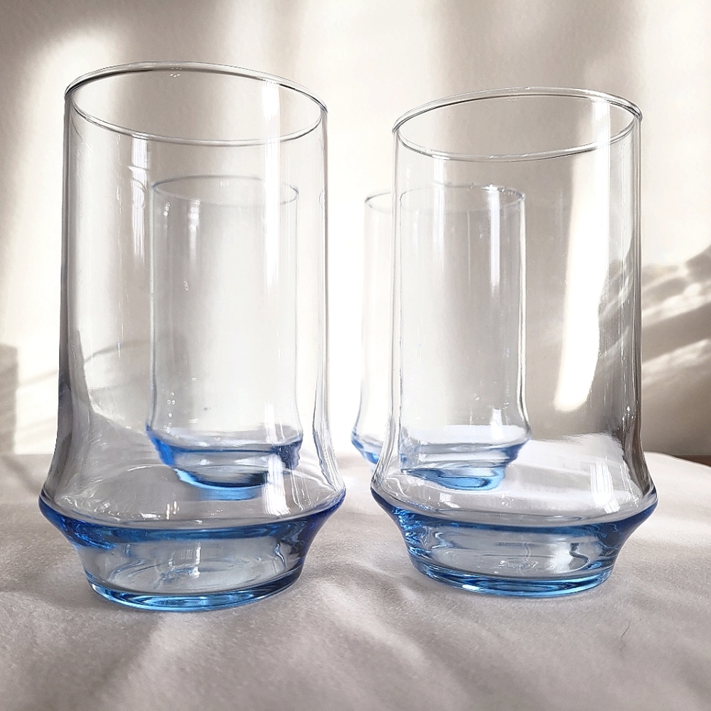 Set of 4 Vintage Libbey Ice Blue Glasses Tea Cooler Tumbler 12oz